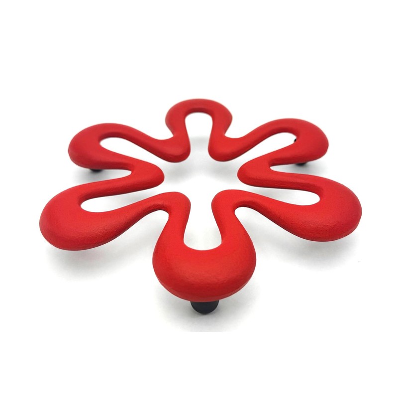 Southern iron teapot Trivet, Tri Bed Six Flower Rikka Red