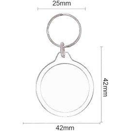 Keychain Photo Holder Round Shape with Cut Template Acrylic Photo Original Creation Kit Handmade Parts Snap-in Creation Kit (Clear/Set of 30)