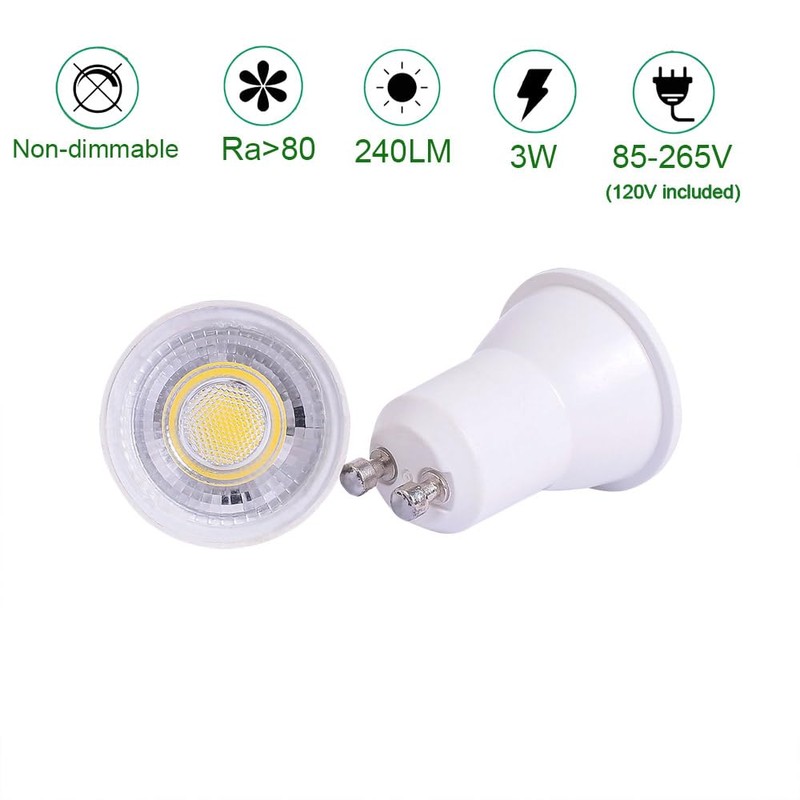 CIKAMIO 6-Packs mr11 Mini gu10 120V Non-dimmable 3w COB led
