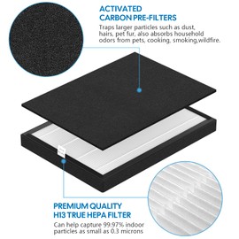 VEVA 9000 Premium hepa Replacement Filter Compatible with VEVA ProHEPA 9000 Purifier,Including 6 True HEPA Filters & 6 Carbon Filters