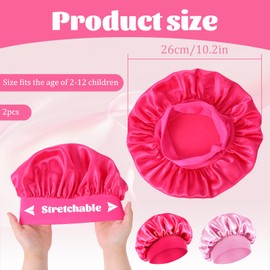 Ajcotahm 2 PCS Bonnet for Kids Baby Silk Satin Bonnets Sleeping Cap Bonnet for Girls Curly Hair Wrap Elastic Wide Band Bonnets Sleep Cap for Child Toddler