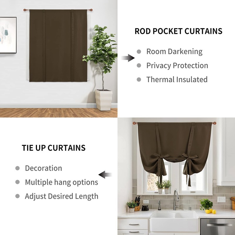 DWCN Blackout Curtains-Tie Up Shade for Window Thermal Insulated Room