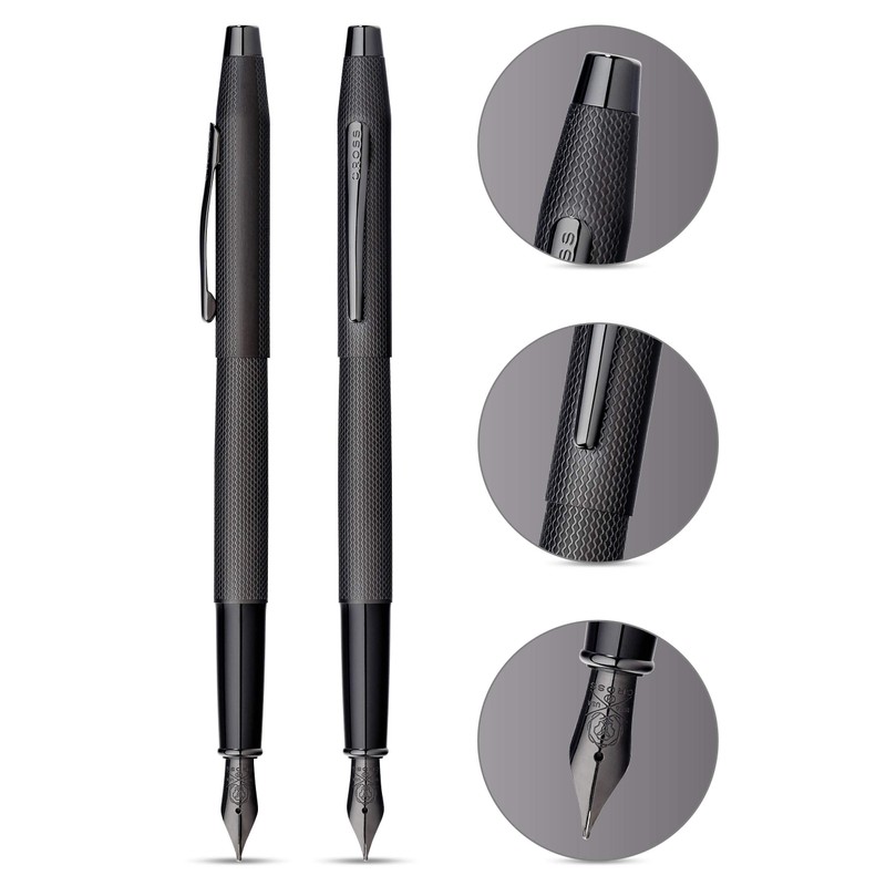 Cross Classic Century Brushed Black PVD Fountain Pen with Medium