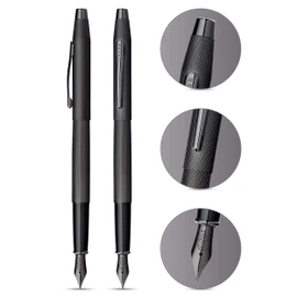 Cross Classic Century Brushed Black PVD Fountain Pen with Medium Nib