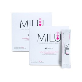MILU | Kit 2 Colágenos Hidrolizados Puros con Vitamina C - En Polvo | 60 Sobres en total | 30 sobres individuales de 11 g en cada caja (2 Cajas) | Suplementos Alimenticios sin saborizante - Sin olor - Sin azúcar | Péptidos de colágeno porcino