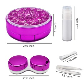 Vastsoon Contact Lens Case, Cute Travel Size Eye Colored Contacts Lenses Applicator Remover Tool Kit with Mirror Solution Bottle for Daily Outdoor (Purple)