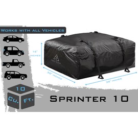 Sprint - 10 Cubic Feet Weatherproof Rooftop Cargo Carrier for Top of Vehicle, Attaches with or Without Roof Rack