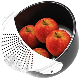 katmerio Pasta Strainer – Straining Aid for Pots and Pans up to Diameter 26 cm, Colander, Sturdy Pasta Strainer Stainless Steel, Casting Aid for Pasta, Potatoes, Vegetables