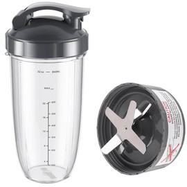 Blender Replacement Parts - 32oz Cup & Extractor Blade with Flip-Top to-Go Lid Compatible with NutriBullet 600w/900w Blender Mixer System
