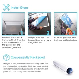 Fluorescent Light Cover for Classroom Ceiling Lights - Premium Backlit Film Insert 2x4 (22.38"x46.5") Florescent Fixture (Pack of 1) School, Office, Sensory, Improve Focus, Eliminate Headaches - Beach