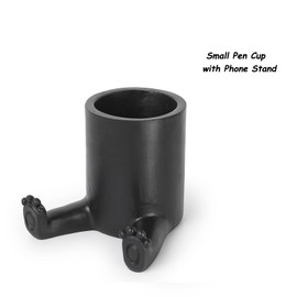 DreamsEden Pen Pencil Holder with Phone Stand, Cute Pencil Cup for Desk Resin Pen Container Gift for Boy Girls Cell Phone Stand Desk Accessories and Stationary Holder for Office Classroom Home (Black)