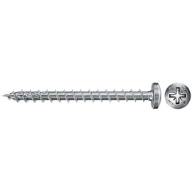 fischer PowerFast II PZF 6.0 x 40 mm Chipboard Screws, Pack of 100, with Full Thread, Pan Head with Phillips Drive, Screw for Woodworking, Reduces Screw-in Resistance and Screw-in Time