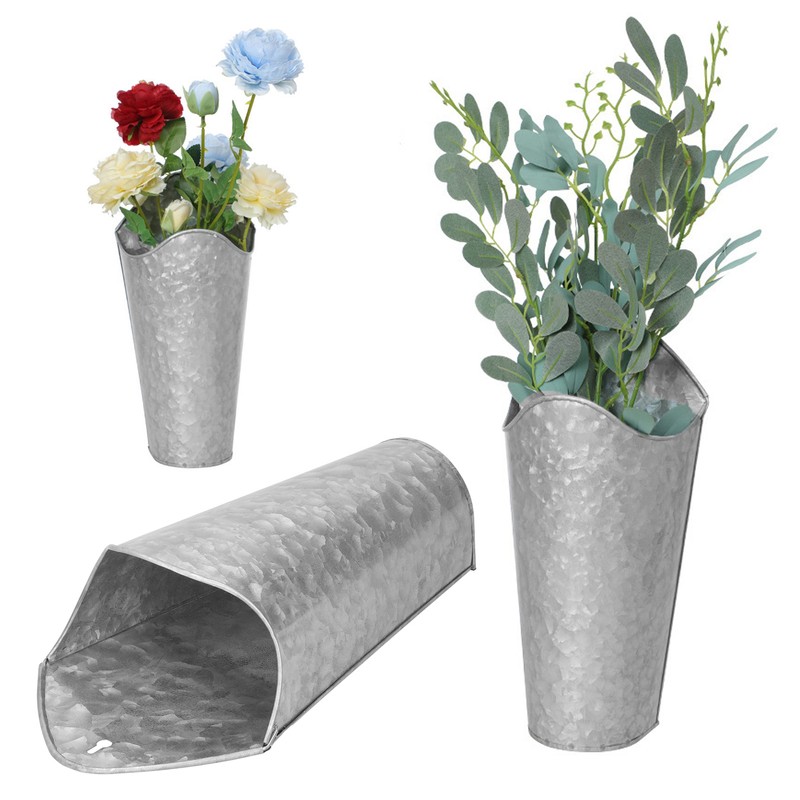 2PCS Iron Art Wall Planter Hanging Flowers Pot for Home