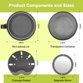 THSTOIC Denture Bath Case - False Teeth Container with Mirror, No-Leaking Retainer Cleaning Box, Travel Denture Holder Cup for Soaking Full & Partial Dentures, Mouth Guards, Braces, Aligners