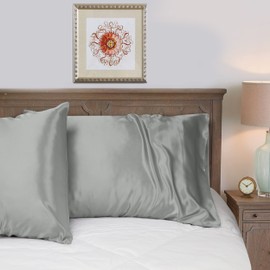 Yorkshire Bedding Satin Pillow Cases 4 Pack – Luxurious Silver Pillowcases For Hair and Skin Standard Size with Envelope Closure Hypoallergenic 50 x 75 cm