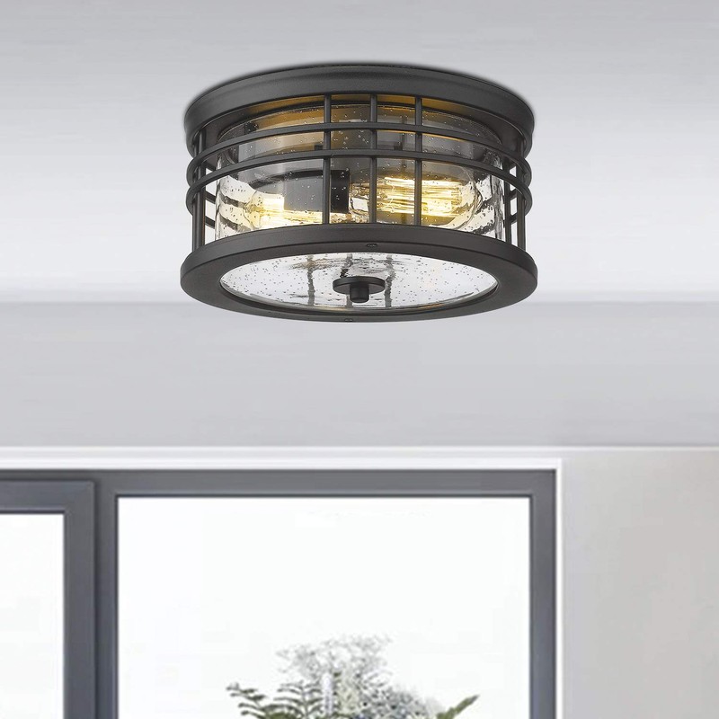 Zeyu Industrial Ceiling Light, Farmhouse Flush Mount Ceiling Light 12