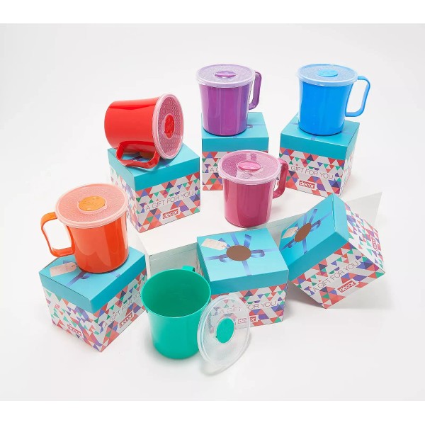 Decor Set of 6 Assorted Microwave Soup Mugs 17.5 oz