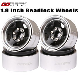 RC Rims Aluminum 1.9 Inch Beadlock RC Wheel Rim Set Wheel Hub 4PCS for 1:10 RC Crawler Axial SCX10 90046 RR10 Wraith TRX4 TRX-6 AXI03007 D90 (4PC Black)