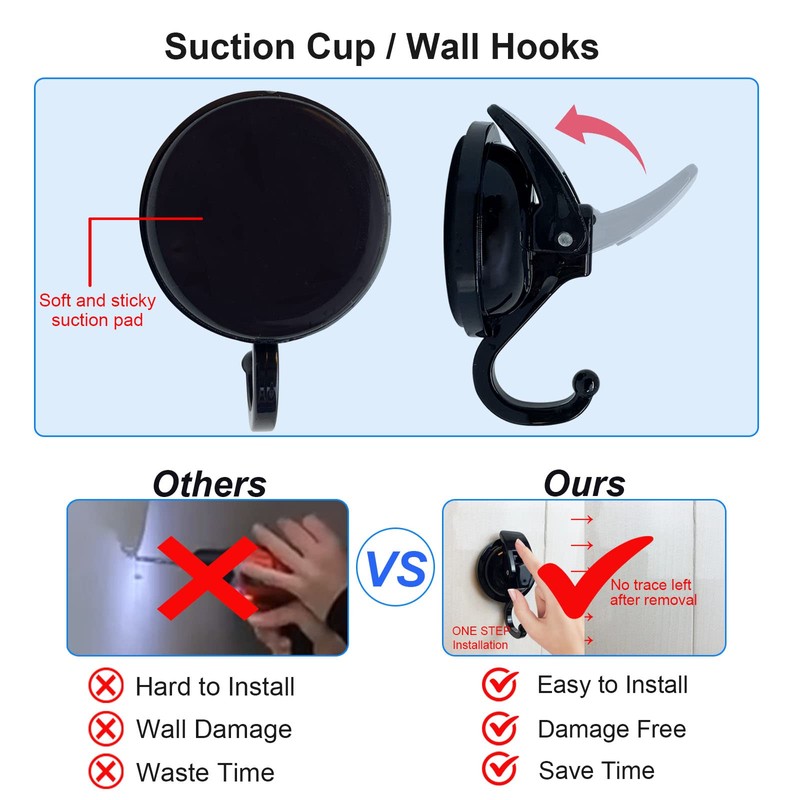 YSSILADI Heavy Duty Vacuum Suction Shower Hooks - Glass Suction