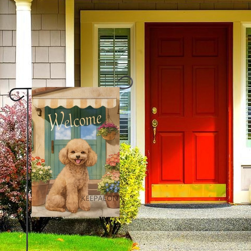 KEEPAEON Poodle Garden Flag 12x18 In Welcome Dog Flag Small