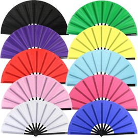 Huralona 5 Pack Large Folding Hand Clap Fan Fabric Rave Popping Fans Chinese Kung Fu Tai Chi Hand Fan Festival Dance Gift Performance Decorations (10 Pack-Colorful)