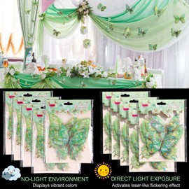 3D Butterfly Wall Decor - 50PCS Removable PVC Butterflies Wall Stickers- Multi-Size (2.8"-3.9")- DIY Removable Wall Art Decal for Kids Room, Nursery, Bedroom, Classroom, Party Decoration (Green)