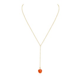 Carnelian Raw Nugget Lariat in 14k Gold Fill