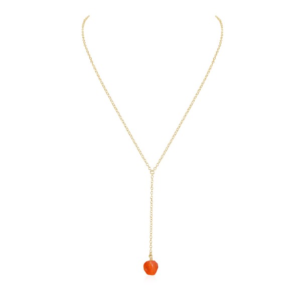 Carnelian Raw Nugget Lariat in 14k Gold Fill