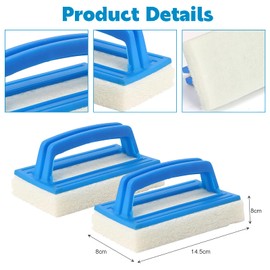 Vueinrg Pack of 2 Pool Sponge Brush Pool Cleaning Hand Scrubber Swimming Pool Brush with Handle Swimming Pool Brush Hand Brush Pool Cleaning Brush Pond Brush Pool Stains and Moss Removal