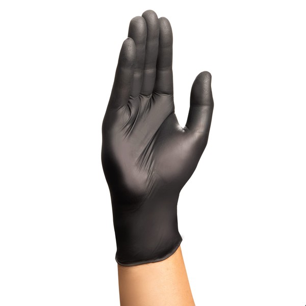 HALYARD BLACK-FIRE Nitrile Exam Gloves w/QUICK CHECK, Breach Detection, Powder-Free, 5.5 mil, 9.5", Black/Orange, Small, 44756 (Box of 150)