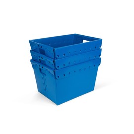 Hudson Exchange 18.25 x 13.25 x 11.75 (3 Pack) Corrugated Space Age Handled Storage Container Mail Tote, Blue