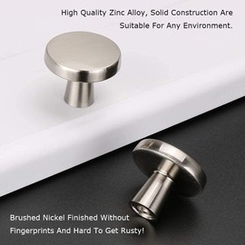 LONTAN 10 Pack Brushed Nickel Door Knobs Drawer Knobs Kitchen Door Knobs Cupboard Knobs Round Knobs for Kitchen Cabinets