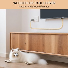 AGPTEK 3 m Cable Sleeve, 12-20 mm Self-Closing Cable Duct, Flexible Woven Cable Sheath, Cable Management for Desk, TV, Computer, PC, Cable Protection for Dogs, Cats, Yellowish-Brown