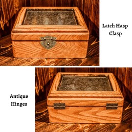 Yetaha Antique Embossing Hasp Latch Lock, 2PCS Hinge & 1 PC Retro Style Padlock Lock Key Latch Clasp Set Box Lock, Box Hinges and latches with 13 Screws for Furniture Cabinet Wood Jewelry Box