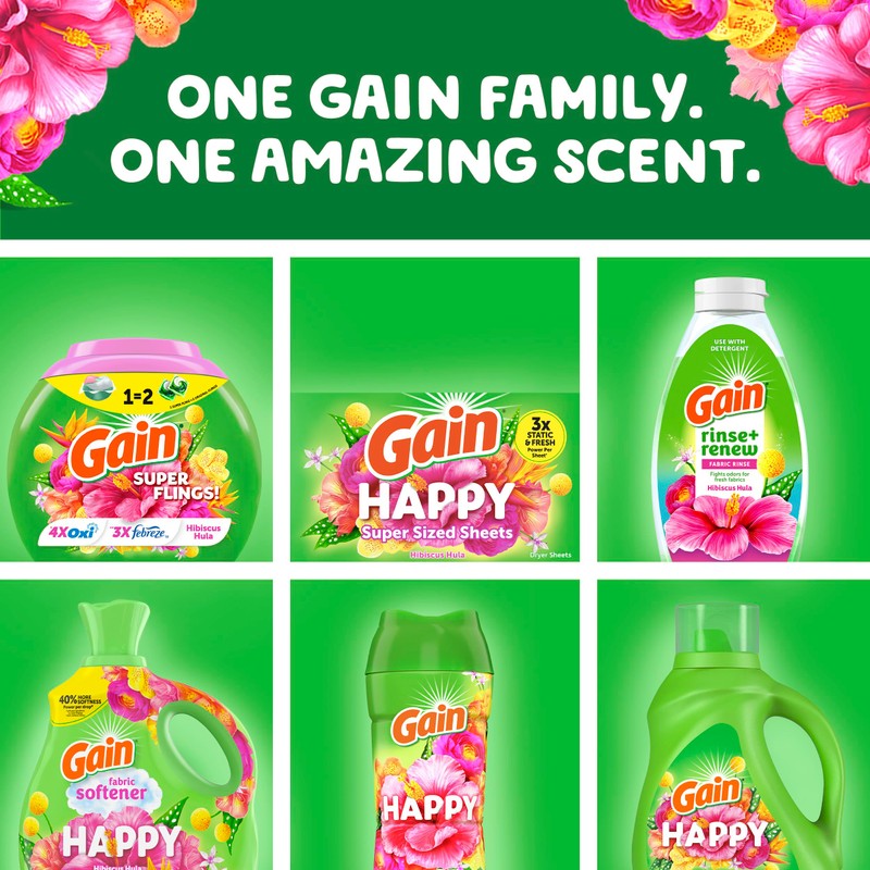 Gain Super Flings Laundry Detergent Pacs, 18 Count, Hibiscus Hula