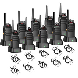 Wanneton Waterproof Rechargeable Walkie Talkies 10 Pack Long Range for Adults and Work, Two Way radios with One-Key decoding Copy Frequency can Talk to Most Other Brands and Models of walkie-talkies