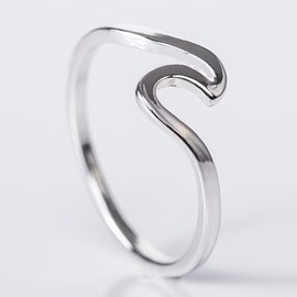 925 Sterling Silver Wave Ring - Unique Ocean-Inspired Design Ring for Men and Women Size 6-11（ Size 7）
