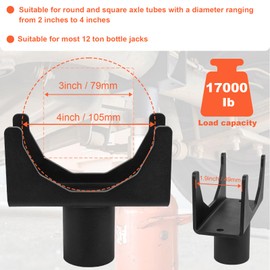 VANROUG Bottle Jack Axle Adapter Lifting Saddle, Bottle Jack Adapter Fits for 2" 3" 4" Round or Square Tube, Steel Axle Tube Saddle Within 1.5inch Diameter Lifting Platform for RV Trailer Garage