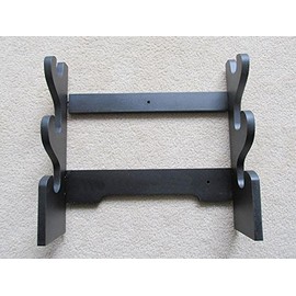 AIT Collectibles S0618 Solid Black Horizontal Display Wall Mount Rack Holder for Katana Sword 3 Tiers 11"