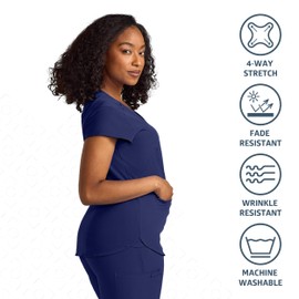ave. Monroe Women's Scrub Top, Oversized, V-Neck Collar, 4-Way Stretch Fabric, Comfort, Easy Care Women's Scrubs, Wrinkle-Resistant, for Nurses & Medical Professionals, Machine Washable (M, Navy)
