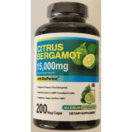 Bergamota cítrica 15.000 mg 200 cápsulas vegana/no transgénica fuerza máxima