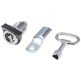 sourcing map Triangle Cam Lock 32mm Cylinder Length Fits Up to 3/8-inch Thick Panel Silver Tone
