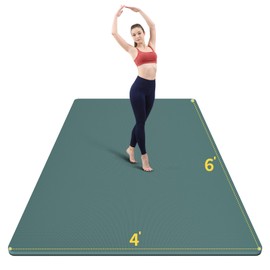 8mm Large Yoga Mat (6'x 4') - Extra Long and Wide 72 x 48 x 0.32 inches, Non-Slip POE Fitness Mat, Eco-Friendly, Thick Wide Exercise Mat for Home Workouts,Ideal for Yoga and Pilates.(Deep green+Gray)