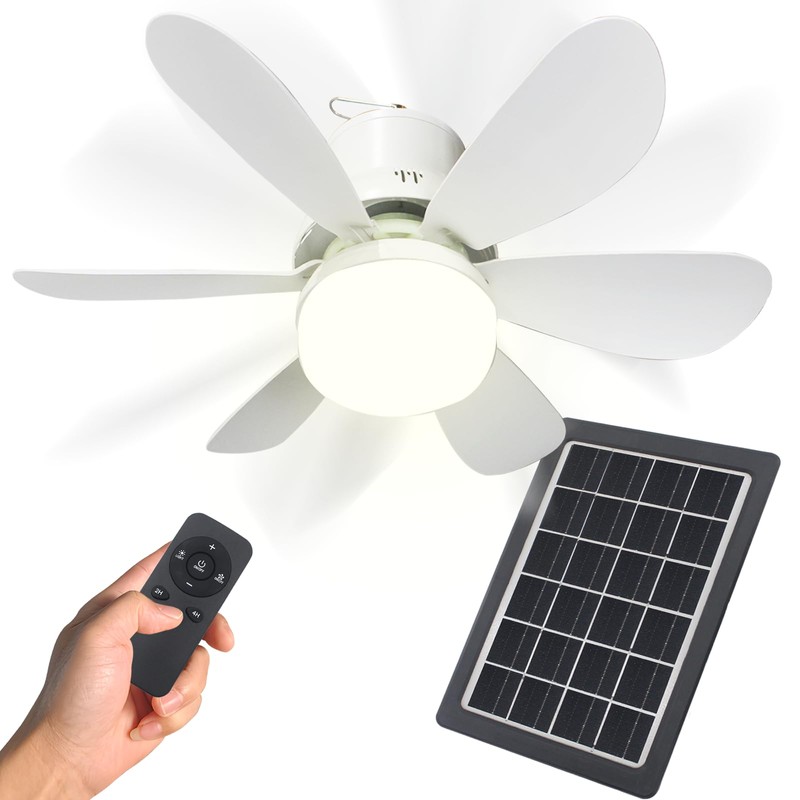Solar Ceiling Fan Light,Solar Powered Rechargeable Ceiling Fan with 3