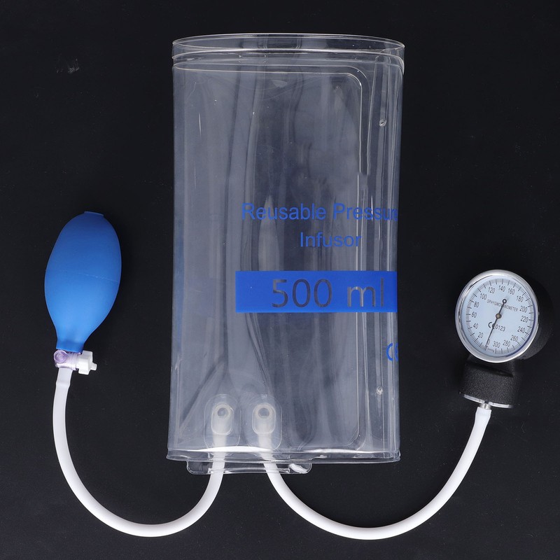 500ml Pressure Infuser Bag with Gauge and Pump Transparent Hospital