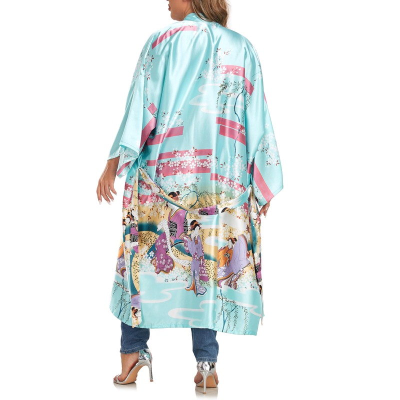 VOGMATE Kimono Bathrobe Women's Long 3XL Large Sizes Satin Dressing