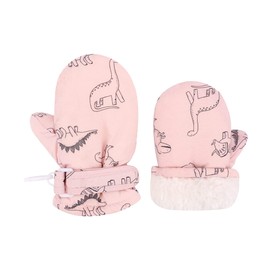UTTPLL Lined Fleece Toddler Mittens Waterproof Infant Baby Toddler Kids Winter Mittnes Warm Ski Snow Gloves For Boys Girls Dinosaur Pink 6-24 Months