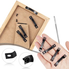100 Pcs Heavy Duty Sawtooth Picture Hangers with 200 Pcs Screws, Small Sawtooth Frame Hangers - Picture Hanging Solutions for Hanging Painting, Photos, Drawing - Home Decoration (Black)