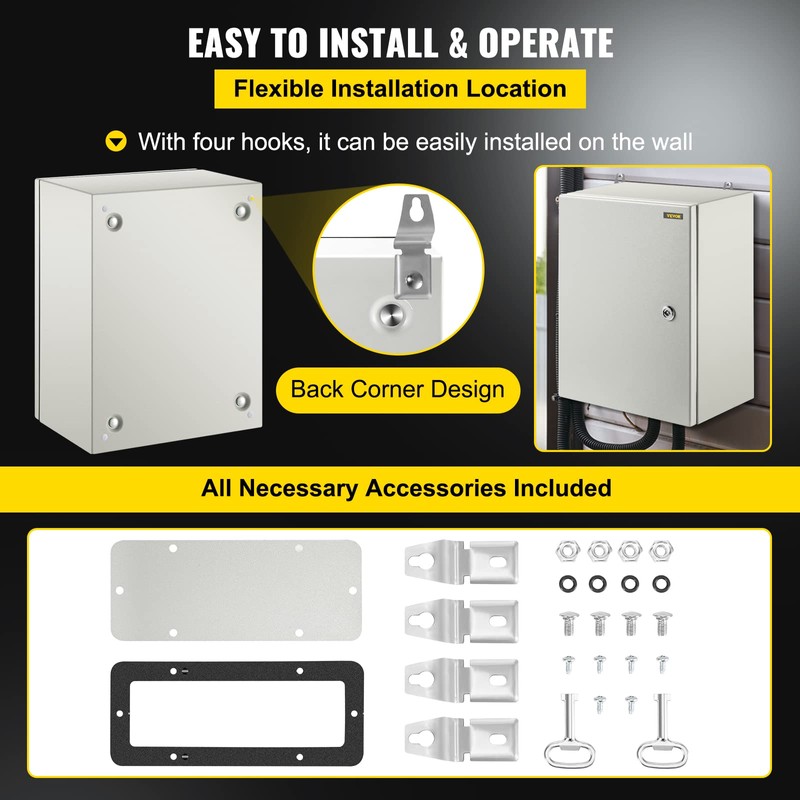 VEVOR NEMA Steel Enclosure, 16 x 12 x 8'' NEMA