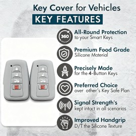 2 Fundas de Silicona para Llavero, Protector de Llave, Funda de protección de Llave de 360° para Llave Inteligente de 4 Botones (RAV4 2017-2023, Camry/Highlander/Corolla), Cubierta